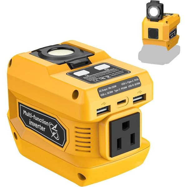 220W Power Inverter Compatible with Dewalt 20V Battery, DC 20V