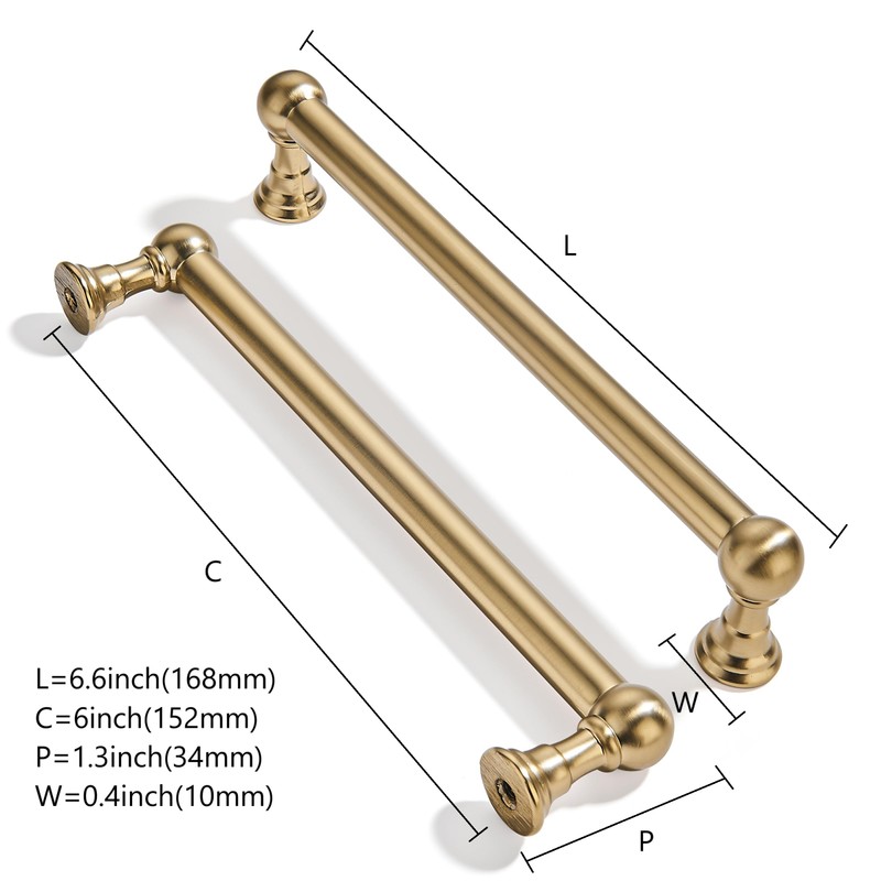 khtumeware 10 Pack 6 Inch Hole Center Brushed Brass Cabinet