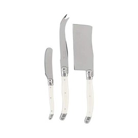 Laguiole Connoisseur Cheese Knife Set of 3 – Stainless Steel Cheese Knives Set – Cheese Spreader, Spear & Cleaver Knife – Luxurious Charcuterie Accessories for Parties (3-Piece, Faux Ivory)