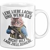 Sarkastische Katze Tasse Geschenk Lustige Geschenkidee Lebe Liebe Lache (Weiß)