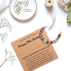 Crystal Bracelet for Women Girls Colorful Beaded Bracelet Crystal 30th 40th Boho Gemstone Beaded Bracelets Birthday Jewelry Gifts (30th Birthday)