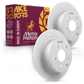 Metrix Premium Chassis Parts - 2 PC Rear Coated Solid Brake Rotor Fits Nissan Rogue, Nissan Leaf, Nissan Juke, Nissan Rogue Select, Nissan 350Z, Infiniti G35, Replacement 09.8969.20, Made in Europe