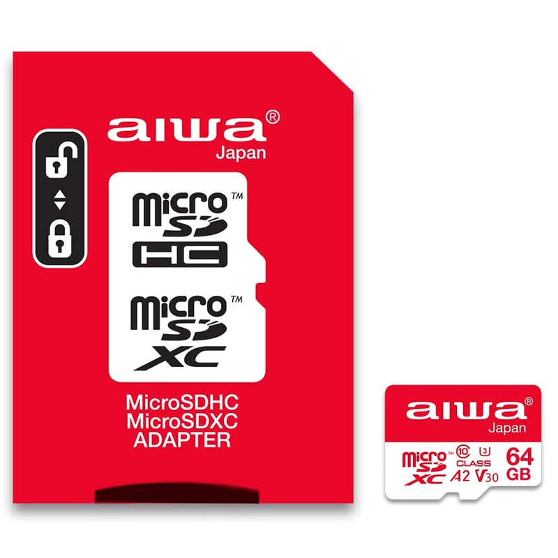 AIWA MSDV30 64GB MicroSDXC Class 10 Class U3 UHS Memory