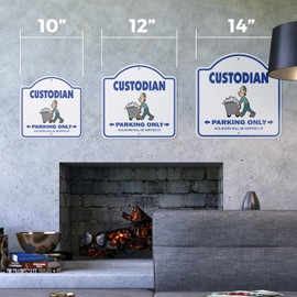 Custodian 14" X 14" Sign | Indoor/Outdoor Plastic | SignMission Designer Parking Janitor Sanitation Engineer School Novelty Gift Funny Joke Gag Road Garage