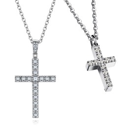 ringskull 2 Necklace for Him and Her Couple Necklace AAA CZ Cross Necklace for Women Necklace for Men