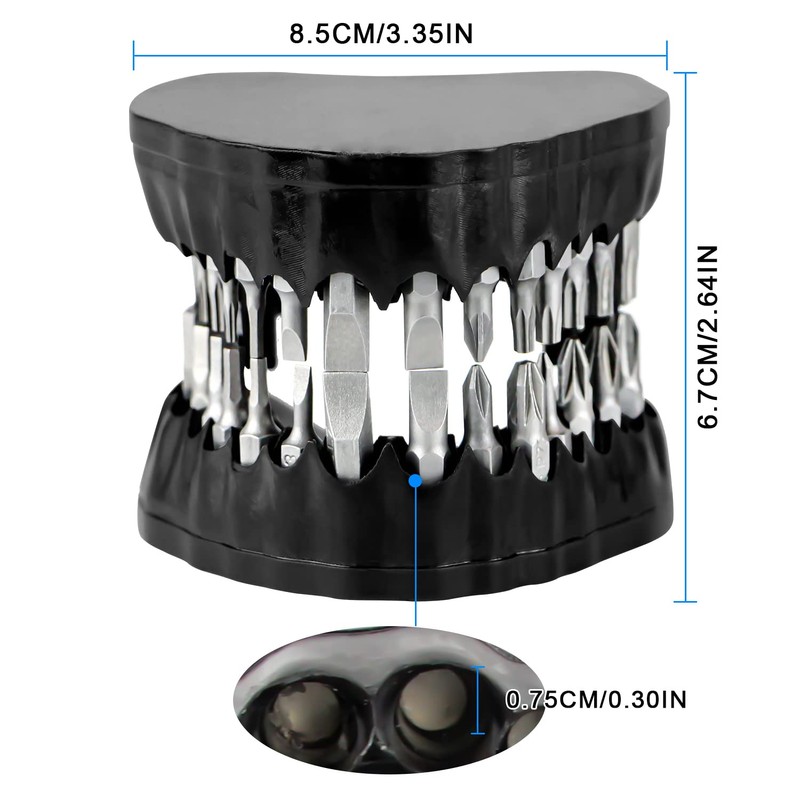 Denture Drill Bit Holder with 28 Bits fits 1/4 Inch
