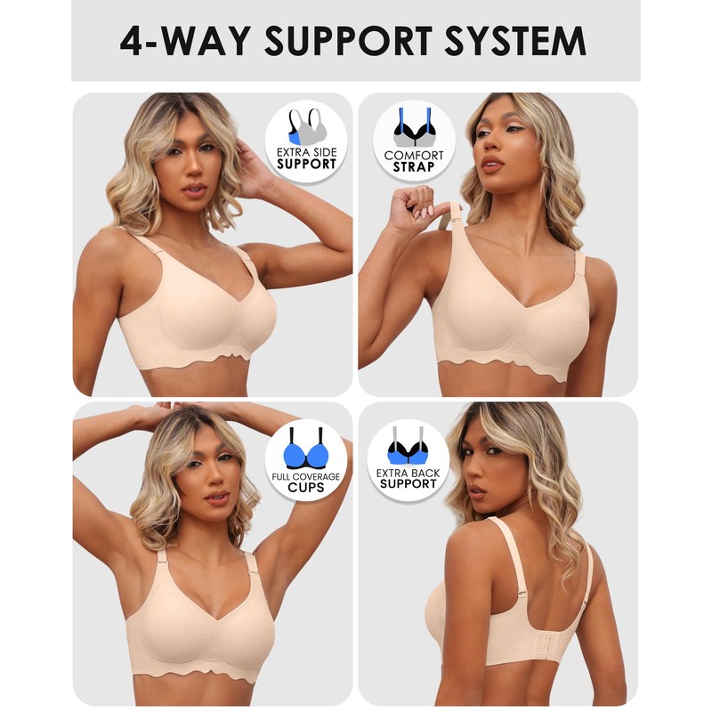 HORISUN Wireless Bras with Support and Lift Push Up Lace