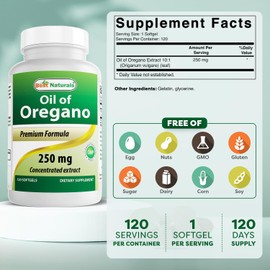 Best Naturals Oregano Oil 250 mg Softgels, 120 ct (Pack of 3)