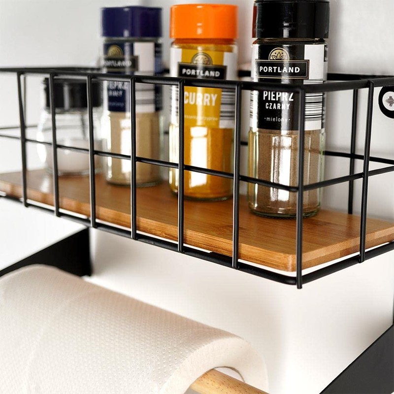 Vilde Wall Shelf Kitchen Metal with Kitchen Roll Holder Wall
