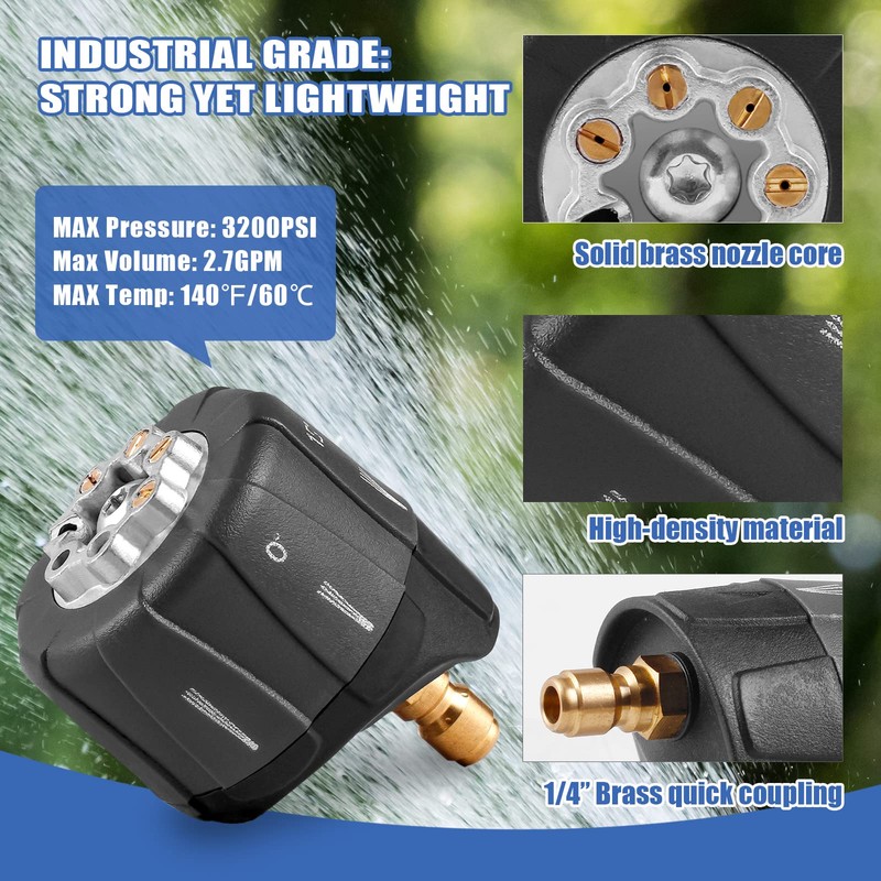 MEKOH Pressure Washer Nozzle, 7-in-1 Quick Changeover Nozzle, Adjustable Pressure