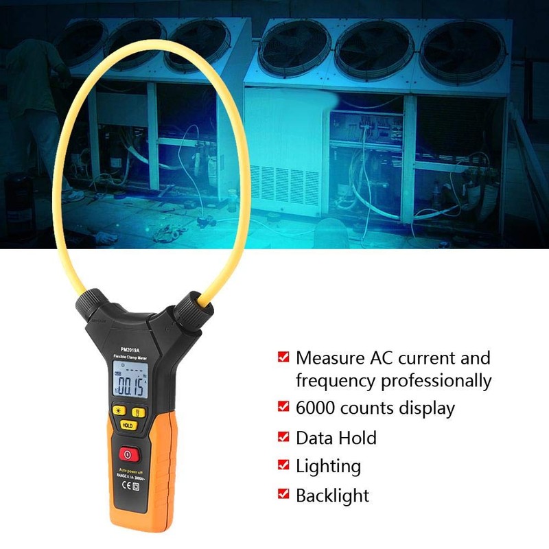 Flexible Clamp Meter, Walfront PEAKMETER PM2019A/PM2019S Handheld Digital Flexible Clamp