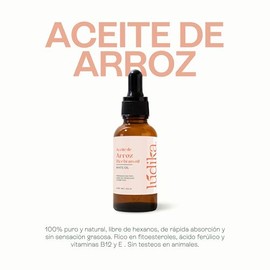 Aceite de Arroz 100 ml | Regula Sebo y Poros | Anti-edad + Colágeno | Hidratante Piel y Cabello | Calma Quemaduras Solares