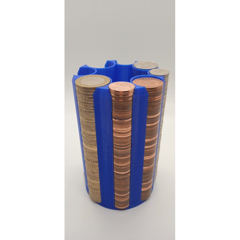 RED UK Coin Stacker, Large Size 14cm high, 8 coin