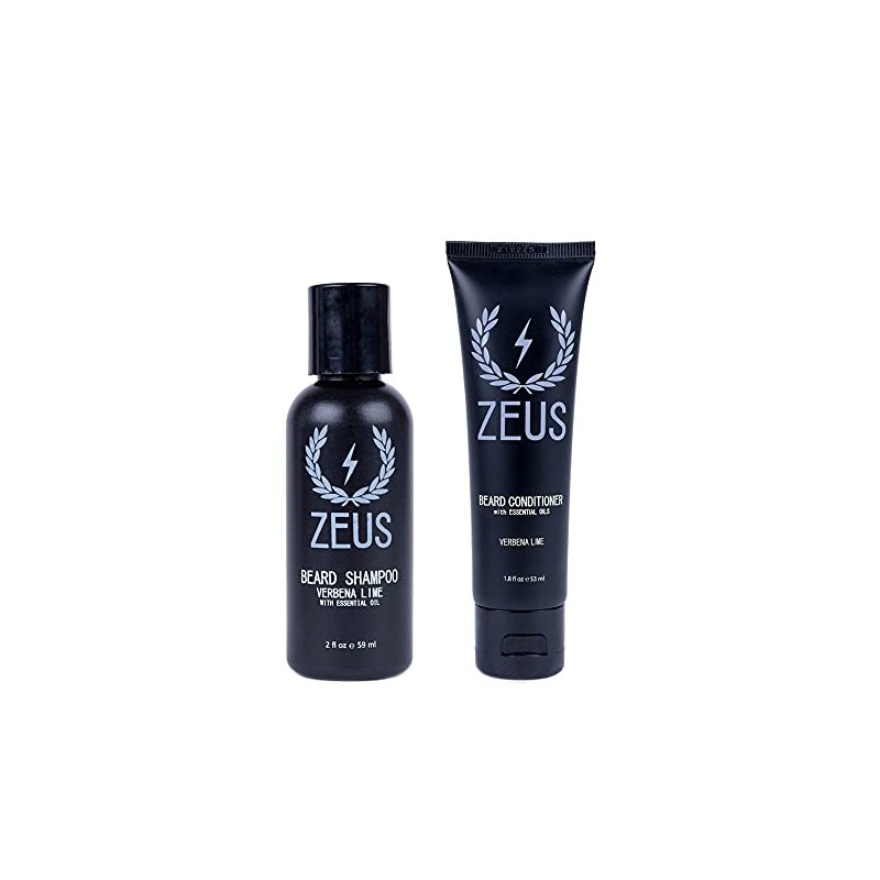 ZEUS Travel Beard Shampoo and Conditioner Set for Men, Verbena