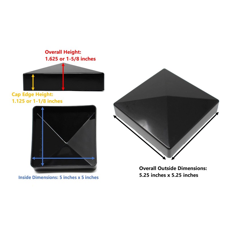 True 5x5 (127mm x 127mm) Plastic Pyramid Vinyl Fence Post