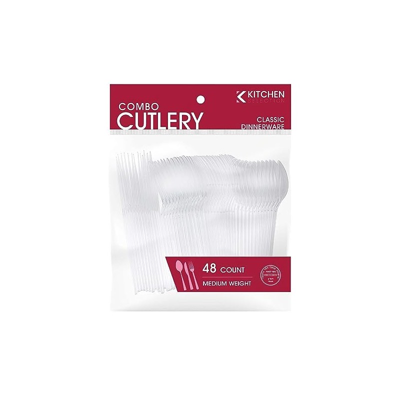 Clear Disposable Plastic Mix Cutlery Medium Weight - 48 Count