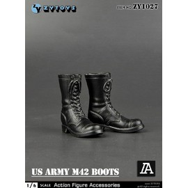 [TOYBARJAPAN] ZYTOYS ZY1027 1/6 Scale Figures, Compatible with TBLeague, For Male Body, Leather Style, US Military M42 Combat Boot Shoes (Body, Head and Clothes Not Included) (A Black)