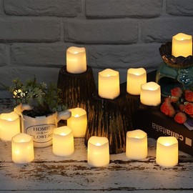 24 Piezas Velas LED Sin Llama, Velas Electricas Sin Llama de Impermeables, Flama Realista con Movimiento, Velas Electricas Decorativas para Recuerdos Fiestas Hogar Bodas, San Valentín, Amarillo Cálido