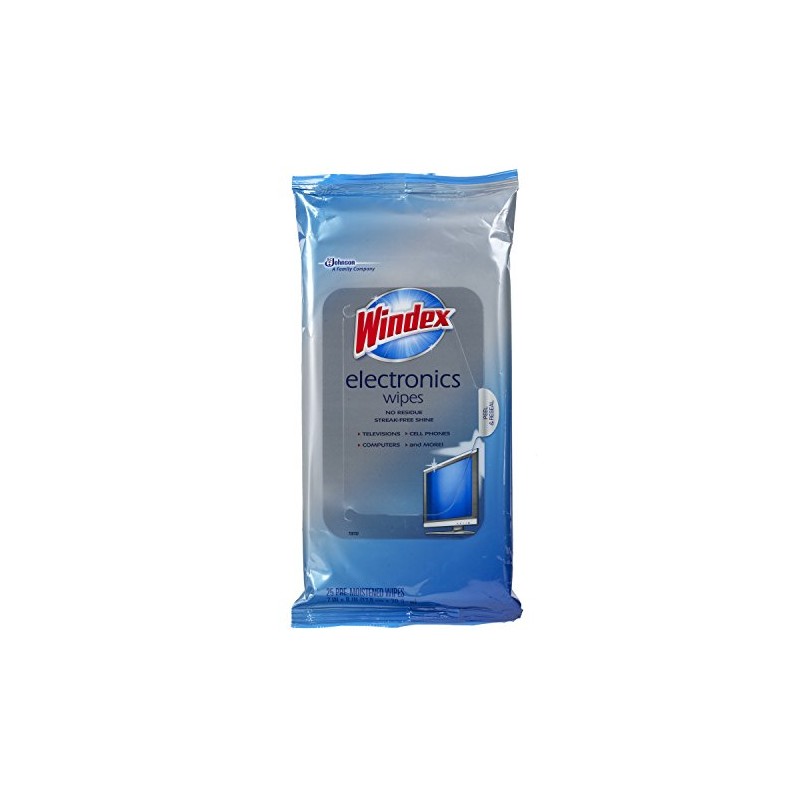 Windex Electronics Wipes, Pre-Moistened, Provides Streak-Free Shine, 25 Count (Pack