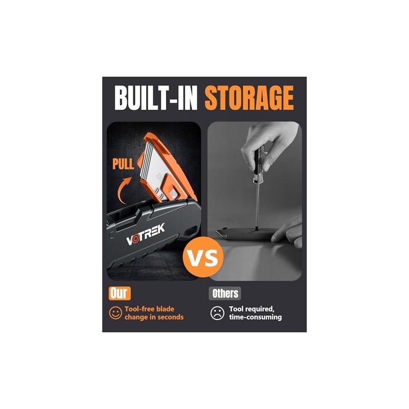 VOTREK® Box Cutter Retractable| Metal Utility Knife Set【Built-In Storage】 Tool-Free
