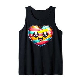 Cute Heart With Eyes Colorful Design For Kids Tank Top
