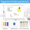 QUEENLINK Magnetic Whiteboard, Double-Sided Desktop Magnetic Board, Small, White Board