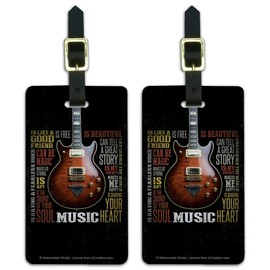 Music Is Beautiful Guitar Inspiriationa Luggage ID Tags Cards Set of 2