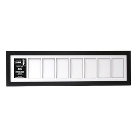 Creative Letter Art 4” x 6” Multiple Opening Picture Frame Collage with 8 holes, Manhattan Black Frame with 8 x 34-inch White Mat, Full-Strength Glass, Photo Collage for Wall, 8 Openings