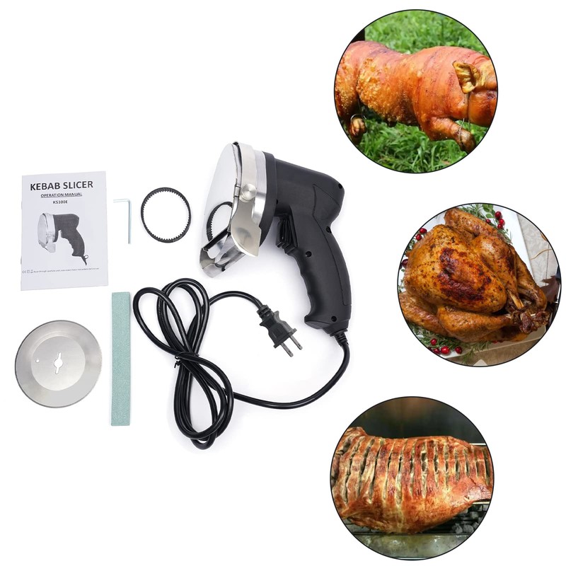Electric Auto Shawarma Gyro Doner Kebab Slicer Cutter 2 Blades