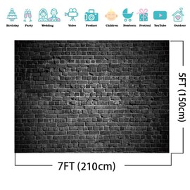 AIIKES 11-894 Black Brick Wall Photography Background Retro Brick Wall Background Retro Portrait Shooting Background Birthday Background 11-894