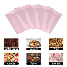 4CP 100 Pack 4.0''x6.0'' Stand Up Mylar Bags,Pink Smell Proof Pouch, Reusable Resealable Foil Mylar Bags for Packaging, Aluminum Foil Stand-up Zipper Packaging Bags
