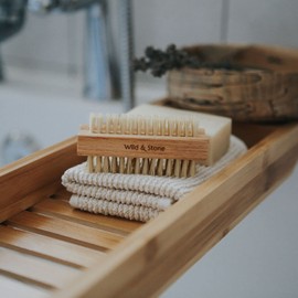 Wild & Stone | Wooden Nail Brush | Double-Sided Natural Sisal Fingernail and Toenail Brush | FSC Certified Beechwood & Sisal Fibres | Vegan & Plastic Free (3 Pack)