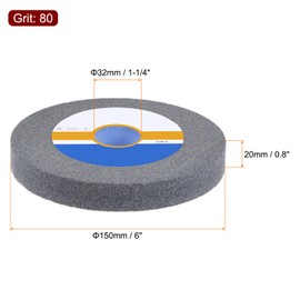 sourcing map Bench Grinding Grinding Wheel 150mm x 32mm 6 Inch 80 Grit 0.8" Thickness 1-1/4 Inch Arbor Aluminum Oxide Grinding Wheel Grinding and Cutting Grinder Wheel for Cars Machinery, Grey