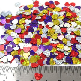 30 Grams"6mm Heart" Confetti Holographic Wedding Sequins Decorations (Multi-Colour - 1175)