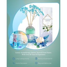 MIZZEO Reed Diffuser Set, Fresh Linen 6.76 fl oz Highly Scented Room Diffuser Home Fragrance Essential Oil Reed Flower Diffuser, House Bedroom Office Decor & Gifts
