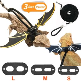 3 Size Pack Bearded Dragon Leash and Harness Set, Bearded Dragon Harness, Soft Leather Detachable Adjustable Reptile Lizard Leash Bearded Dragon (Golden)
