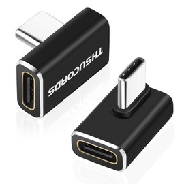 Thsucords 90 Degree USB C Adapter Pack of 2, USB Type C 3.2 100 W 20 Gbit/s Male to Female Right Angled Extension Port, 4K@60Hz Video Extender for Steam Deck, Switch, MacBook