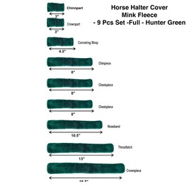 Majestic Ally horse Halter Fleece Set -Full, Set of 09 (Crown, Noseband, Cheeks, Chin, Neck Pieces) and Set of 4 (Crown, Noseband, Cheeks), Multiple Colors (Hunter Green, 09 Piece)