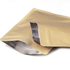 PABCK 5.5mil Thickness Inner Mylar Foil Kraft Paper Resealable Bags Heat Seal Airtight Pouch for Food Self Selling Storage Supplies (50, 2.7x3.9 inch)