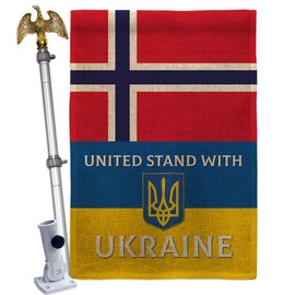 Ukraine Flag Norway Stand with Ukraine Burlap House Flag-Eagle Set Support Cause Ukrainian Decoration Banner Small Garden Yard Gift Double-Sided, Made in USA