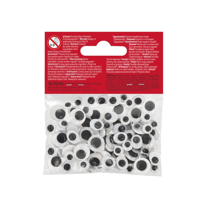 Herlitz 1952605 Wiggly Eyes Pack Of 100 Assorted Colours