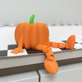 LFRNZS Decorative 3D Printed Pumpkin Figure with Legs, Office Decor,3D Printed Toys, Figurines Toy, Desktop Toy, Home Decor, Gift (Orange)