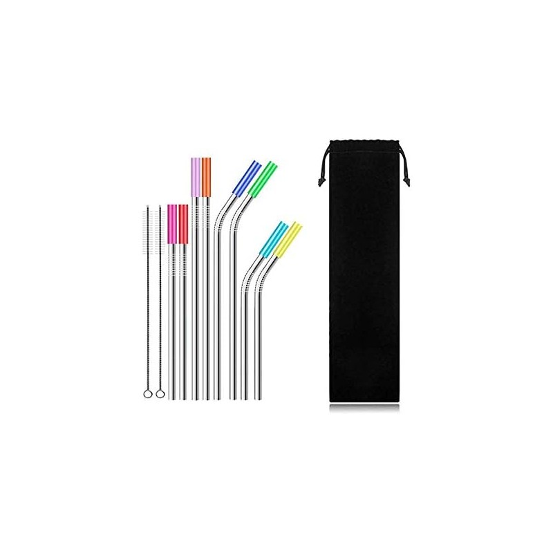 RKINC Juego de 8 pajitas reutilizables de acero inoxidable para