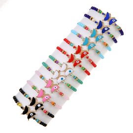 jokcde BFF Friendship Bracelets for Women, 12 Piece Beaded Stretch Bracelet Set, Gold Plated, Multicolor (12pcs Braid Butterfly-B)