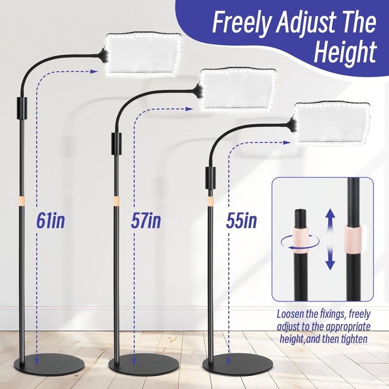 Floor Magnifying Glass with Light and Stand, 48-LED Lighted Adjustable