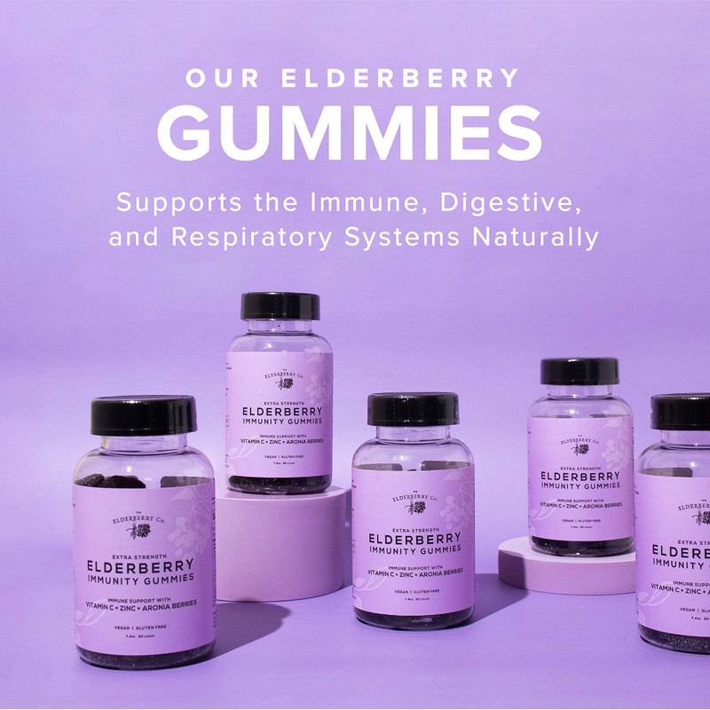 The Elderberry Co. Extra Strength Elderberry Gummies with Vitamins C,