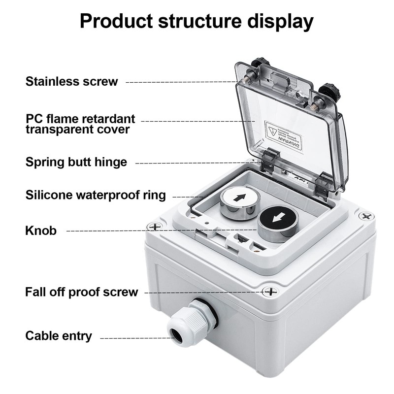 OELFFOW IP67 Button Switch Outdoor Waterproof Box 2 Push Button