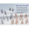 Step Ladder 3-Step Woodgrain Finish Aluminum Folding Step Ladders Wide