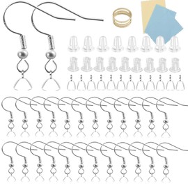 XKCWXY 925 Siver Earring Hooks, Hypoallergenic Earring Hooks,160Pcs Earring Making Kit with Earring Hooks and 2 Different Clear Silicone Earring Backs for DIY Jewelry Making