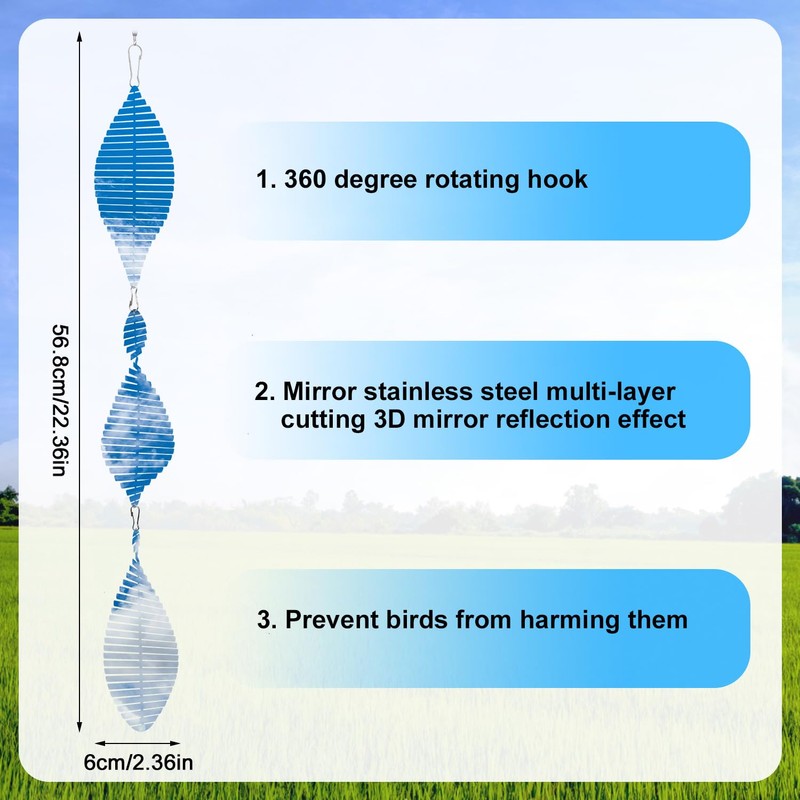 9 Piece Bird Deterrent Discs Set, Double-Sided Stainless Steel Bird